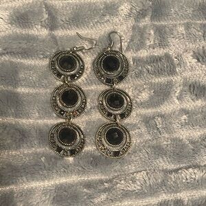 Elegant Black and Silver Dangle Earrings